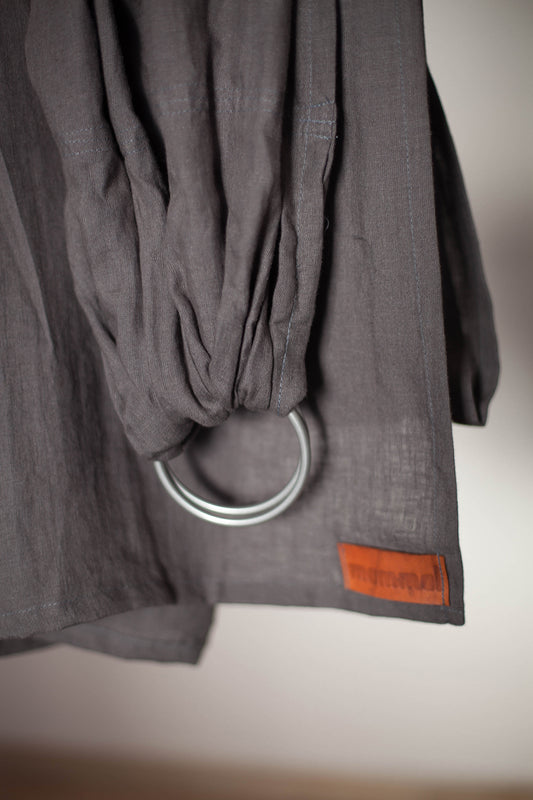 Rebozo o bandolera de lino color gris oscuro